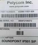 Polycom Soundpoint IP501 SIP VoIP 3-Line Business Telephone W/ Display - Black