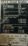 Lot of (2) ITE E41B020 1 Pole Circuit Breaker 20A 277VAC 125VDC