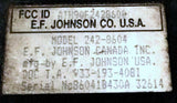 E.F. JOHNSON CO. 242-8604 MOBILE RADIO WITH MICROPHONE - SOLD AS IS