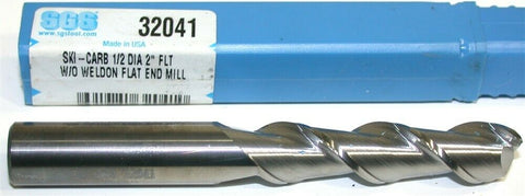 SGS 1/2" Diameter 1/2" Shank 2 Flute Carbide X long End Mill 32041 New