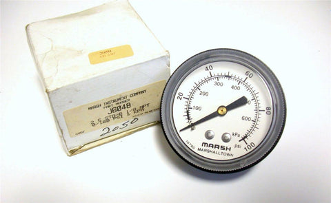 NEW IN BOX MARSHALL TOWN PRESSURE GAUGE 0-100PSI & KPA 1/8"NPT J6048