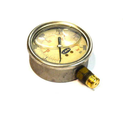LHA LIQUID FILLED PRESSURE GAUGE 0-3000 PSI 0-200 BAR 1/4" NPT BOTTOM MOUNT