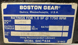 Baldor CDP3330 DC Motor 1/2 HP 1750 RPM 90 VDC w/ Boston Gear F718-15S-B5 15:1