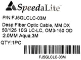 Speedalite FJ5GLCLC-03M Fiber Optic Cable 2MM DX 10G LC-LC OM3-150 (Lot of 4)