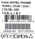 Cetis 2254W Hotel Phone 25401-2554W Ash Scitec Analog Wall Set AEGIS-2554W
