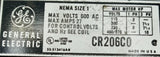 General Electric CR206C0 Contactor Motor Starter NEMA Size 1 600V 27A 120V Coil