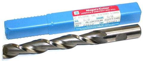 Niagara 5/8" diameter 5/8" Shank 4″ LOC 2 flute HSS Xtra Long End Mill 94203 New