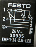 Festo MFH-5-1/4B Solenoid Valve 145PSI w/ MSFG-24/42-50/60-0D & KMF-1-24-2.5-LED