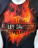 Harley Davidson Motorcycle Men's Flame Graphic Black Short Sleeve Shirt Size L