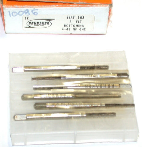 Lot of 6 New Brubaker 4-48 NF GH2 3 flute bottoming Taps
