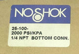 New Noshok  25-100-2000  Bottom Mount Air Pressure Gauge 0-2000 PSI 1/4 NPT