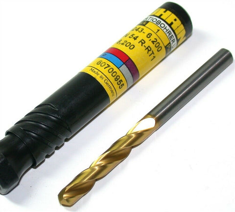 Up to 4 New Guhring 2-Flute 6.2mm Diameter Carbide Tin Coat Drill 01243-6,200