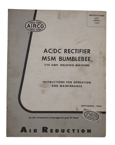 Airco - AC/DC Rectifier MSM Bumblebee Manual (1960)