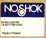 NoShok 25-300-1000 Liquid Filled Pressure Gauge 1000 PSI 1/4" NPT Bottom Mount