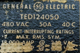 General Electric TED124050 2 Pole Circuit Breaker 50A 480VAC
