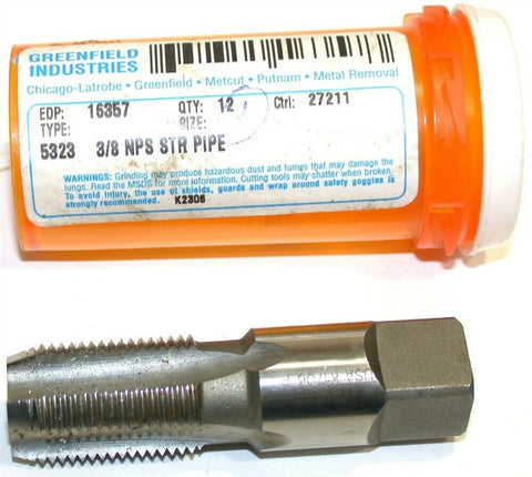 Greenfield 3/8-18 NPS 4 Flute Taper Pipe Tap 16357 New