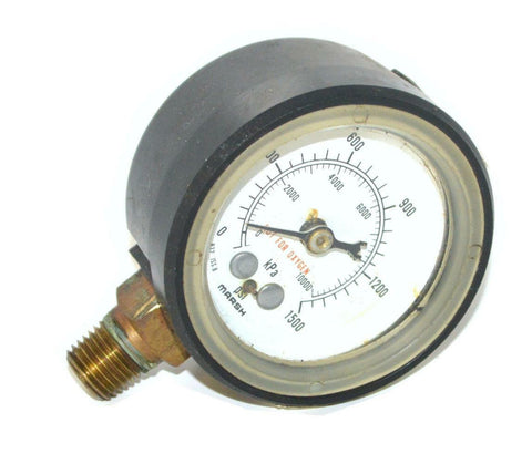 MARSH 0-1500 PSI 0-10000 KPA PRESSURE GAUGE 1/4" NPT BOTTOM MOUNT