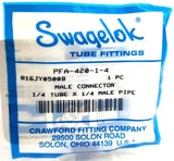 Swagelok PFA-420-1-4 Male Connection R16JY0500B 1/4"x1/4" Tube-Male Pipe