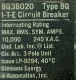 Siemens ITE BQ36020 2 Pole Circuit Breaker 20A 240V Bolt-On Mount 1 Phase