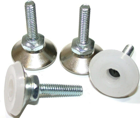 LOT OF 4 SUPERIOR 1 1/8" DIAMETER NYLON  1/4" x 1" LEVELING NICKEL GLIDES GD7433