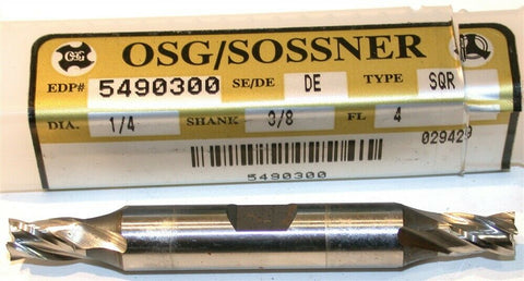 OSG/Sossner 1/4" diameter Double End 4 Flute HSS End Mill 5490300 New