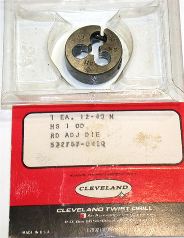Cleveland 12-40 N Adjustable 1" OD Round Thread Die New