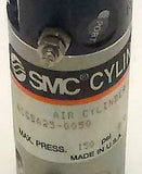 New SMC  NCGBA25-0050  Air Cylinder W/Flow Controls 150 PSI Made in USA