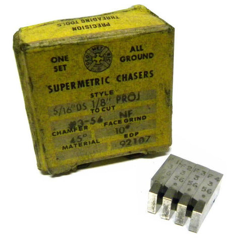 NEW SET OF SUPERMETRIC THREAD CHASERS 5/16" DS 1/8" PROJ TO CUT #3-56 NF