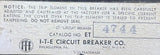 ITE ET4744 ET225 3-Pole Circuit Breaker 225A 600VAC 125/250VDC