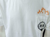 Harley Davidson Motorcycle Men's Flame Graphic Pocket White Shirt Size Large