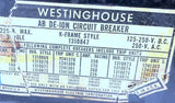 Westinghouse K3225 3-Pole K-Frame Circuit Breaker 225A 250VAC 125/250VDC