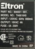 Eltron 808061-001 OEM Zebra Thermal Printer Power Supply 120VAC 60HZ 800mA