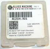2 Allied Machine GEN2 T-A 59/64" Carbide Coated Spade Drilling Insert 4C21H-.921