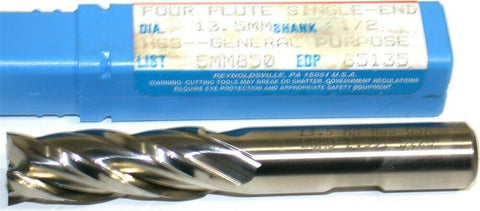 Niagara 13.5mm diameter 1/2" Shank 4 Flute HSS End Mill 85135 New
