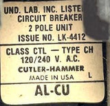 Cutler-Hammer CH230 2 Pole Circuit Breaker 30A 120/240VAC 1 PH Plug In