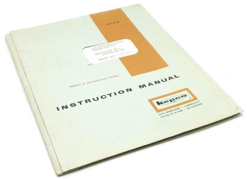 Kepco Models SM 160-2 & SM 160-2M Power Supply Instruction Manual