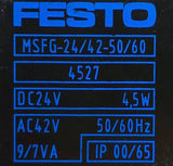 Lot of (2) Festo MSFG-24/42-50/60 Solenoid Coil 24VDC 4-5W 50/60HZ