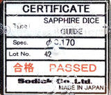 Sodick 3080214 Wire EDM Sapphire Dice Guide 0.170mm