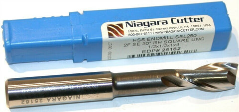 Up to 2 New Niagara Cutter 1/2" diameter 1/2" shank 2 Flute HSS End Mill 25162