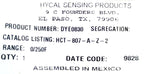 Hycal Sensing Products CT-807-A Temperature Transmitter 0-250°F Range