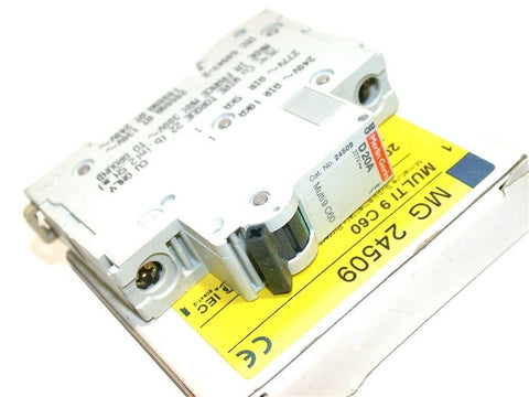 UP TO 2 MERLIN GERIN MULTI 9 C60 20 AMP D CURVE 240V 1P CIRCUIT BREAKER 24509