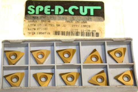 Lot of 10 New Spe-D-Cut TNMC 5N160 Threading and Grooving Inserts 07196