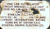 Federal Pacific NC0220 2-Pole Stab-Lok Duplex Circuit Breaker 20A 120/240V 1 PH