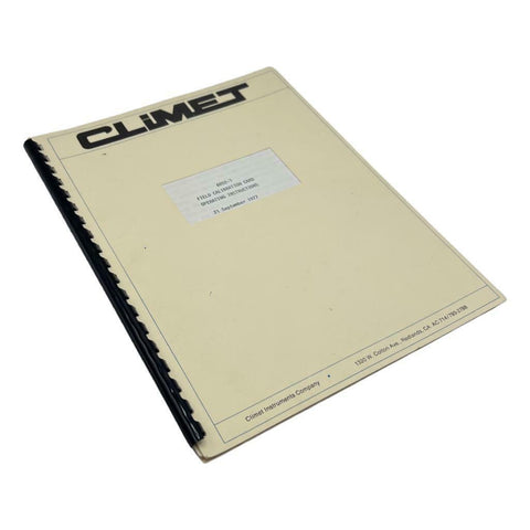Climet 6852-1 Field Calibration Card Operating Manual