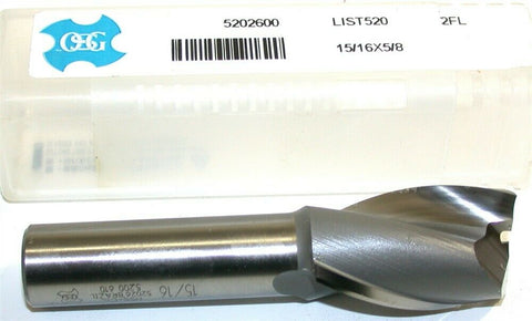 Up to 2 New OSG 15/16" diameter 5/8" Shank 2 Flute HSS End Mill 5202600