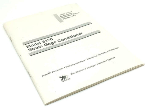 Daytronic Model 3170 Strain Gage Conditioner Instruction Manual