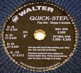 Walter 07-Q-606 Quick-Step Flex 6" 60 Grit Flap Sanding Disc 8,600 RPM