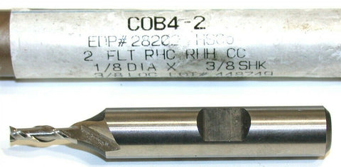 Weldon 1/8" 3/8" Shank 2 Flute HSS Single End Mill 28202 New