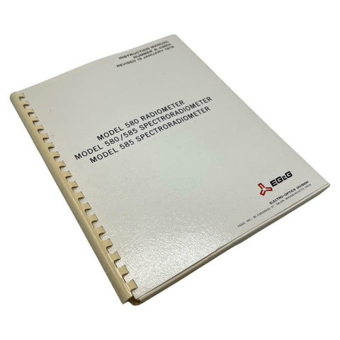 EG&G Model 580 Radiometer/ 585 Spectroradiometer Instruction Manual