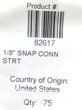 Lot of (2) Lincoln Industrial 82617 1/8" Snap-On Coupler Straight Tube Connector